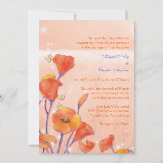 甘い赤いポピー結婚ズ 招待状 (正面)