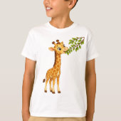 甘い赤ちゃんキリンの葉をかじる Tシャツ (正面)