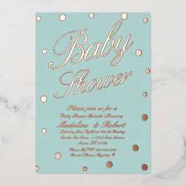 甘い赤ちゃんシャワー金ゴールドドット押されたホイル侵入 箔招待状