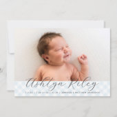 甘い赤ちゃんブルーギンガムパターン誕生のお知らせ 案内状 (正面)