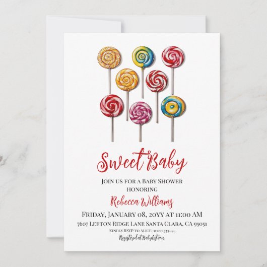 甘い赤ちゃんポップ・アートののシャワー準備ができてキャンディ 招待状 (正面)
