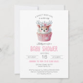 甘い赤ちゃん女の子は彼女の方法カップケーキ赤ちゃんシャワー 招待状 (正面)