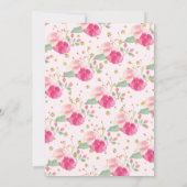 甘い赤ちゃん女の子ゾウ赤ちゃんシャワー 招待状 (裏面)