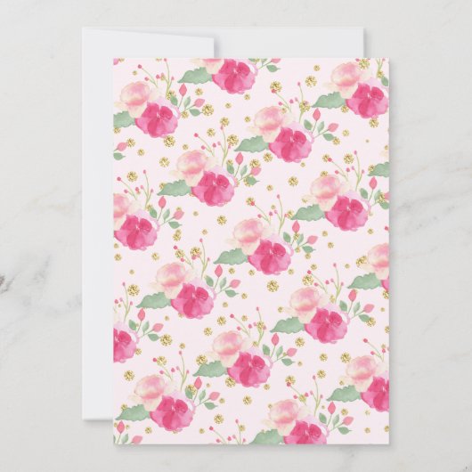 甘い赤ちゃん女の子ゾウ赤ちゃんシャワー 招待状 (裏面)