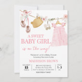 甘い赤ちゃん女の子ボホ服ベビーシャワー 招待状 (正面)