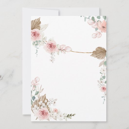 甘い赤ちゃん女の子ボホ服ベビーシャワー 招待状 (裏面)