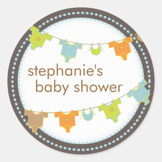 甘い赤ちゃん服LiNe男の子のシャワーのステッカー ラウンドシール (正面)