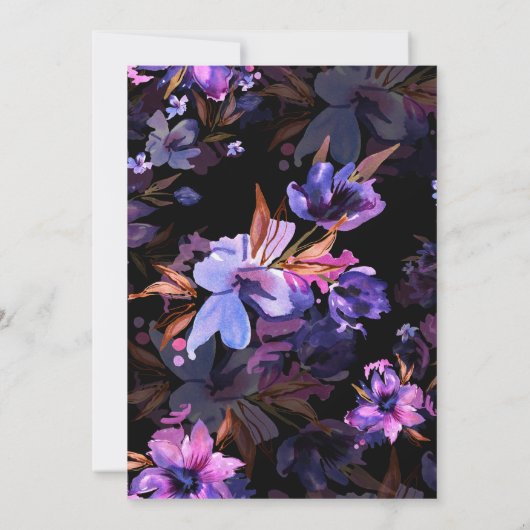 甘い赤ん鮮やか坊の女の子パープルピンクの花 招待状 (裏面)