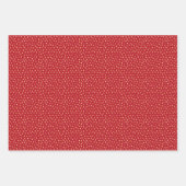 甘い赤イチゴと白い花のパターン ラッピングペーパーシート (正面3)