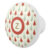 甘い赤素朴緑のクリスマスツリー セラミックノブ (右)