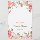 甘い赤面フローラ水彩ブライダルシャワーゲーム (裏面)