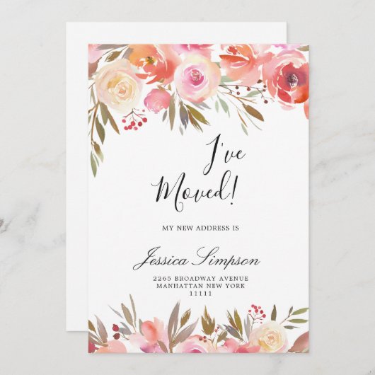 甘い赤面フローラ移動アナウンスメントカード 案内状 (正面/裏面)