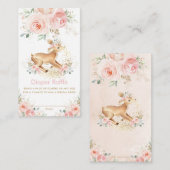 甘い赤面フローラ鹿ベビーシャワーオムツラッフル エンクロージャーカード (正面/裏面)