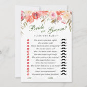 甘い赤面花ブライダルシャワーゲームカード 招待状 (正面)