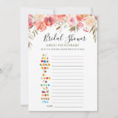 甘い赤面花ブライダルシャワーゲームカード 招待状 (正面)