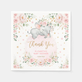 甘い赤面金ゴールドバラゾウ赤ちゃんシャワーの好意 スタンダードカクテルナプキン