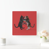 甘い踊り猫 スクエア壁時計 (ホーム)