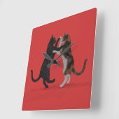 甘い踊り猫 スクエア壁時計 (傾斜)