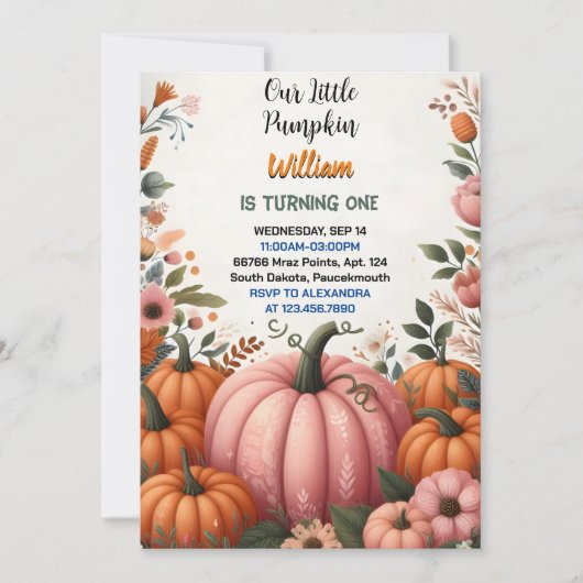 甘い農場の子供たち私たちの小さなカボチャは1を回している 招待状 (正面)