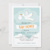 甘い配達こうのとりのベビーシャワーの招待状 招待状 (正面)