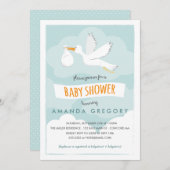 甘い配達こうのとりのベビーシャワーの招待状 招待状 (正面/裏面)