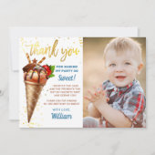 甘い金ゴールドチョコレートアイスクリーム誕生日写真 サンキューカード (正面)