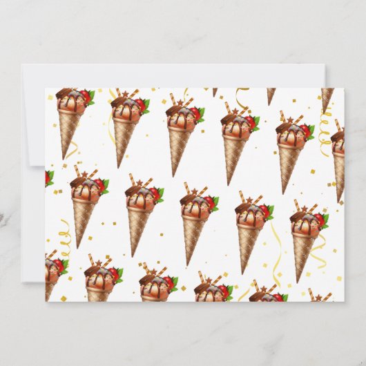 甘い金ゴールドチョコレートアイスクリーム誕生日写真 サンキューカード (裏面)