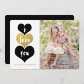 甘い金ゴールドハート |バレンタインデーのフォトカード シーズンカード (正面/裏面)