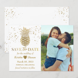 甘い金ゴールドパイナップル写真Save the Date Card セーブザデート