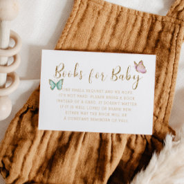 甘い金ゴールド蝶の赤ちゃんシャワーブックリクエスト エンクロージャーカード