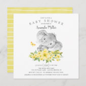 甘い陽気な象の男の赤ちゃんシャワー 招待状 (正面/裏面)