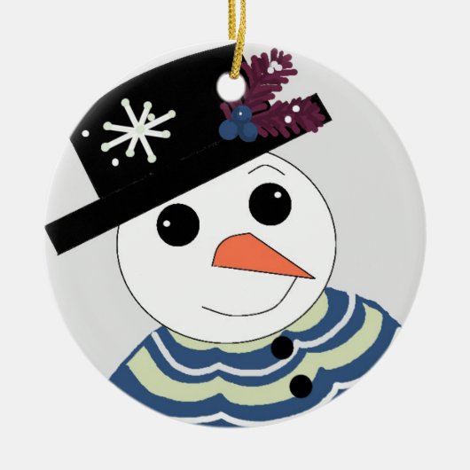 甘い雪だるまの顔 セラミックオーナメント (正面)