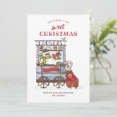 甘い雪だるまキャンディカート水の色クリスマスカード シーズンカード (スタンド正面)