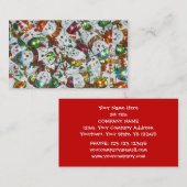 甘い雪だるま名刺テンプレート赤 名刺 (正面/裏面)