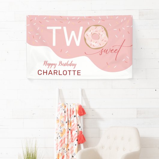 甘い霜の下の女の子2歳の誕生日 横断幕 (インサイチュ)