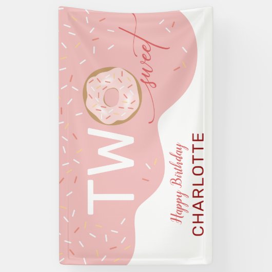 甘い霜の下の女の子2歳の誕生日 横断幕 (縦)