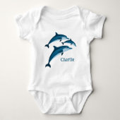 甘い青いイルカ ベビーボディスーツ (正面)