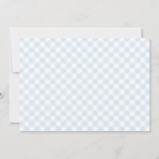 甘い青いギンガムパターン |誕生のお知らせ 案内状 (裏面)