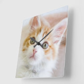 甘い青い目の子猫 スクエア壁時計 (傾斜)