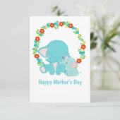 甘い青い象の母の日フラットカード カード (スタンド正面)