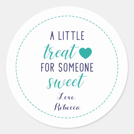 甘い青い贈り物のラベルに少しおごり ラウンドシール (正面)