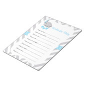 甘い青と灰色の象の赤ちゃんシャワー – ウィッシュ ノートパッド (アングル)