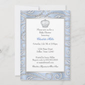 甘い青の小さな王子の男の子の赤ちゃんシャワー 招待状 (裏面)