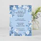 甘い青シンプルい花結婚式招待状 招待状 (スタンド正面)