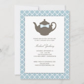 甘い青|ブラウンのティーポットのベビーの一口は茶を見、 招待状 (正面)