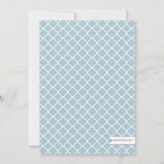 甘い青|ブラウンのティーポットのベビーの一口は茶を見、 招待状 (裏面)