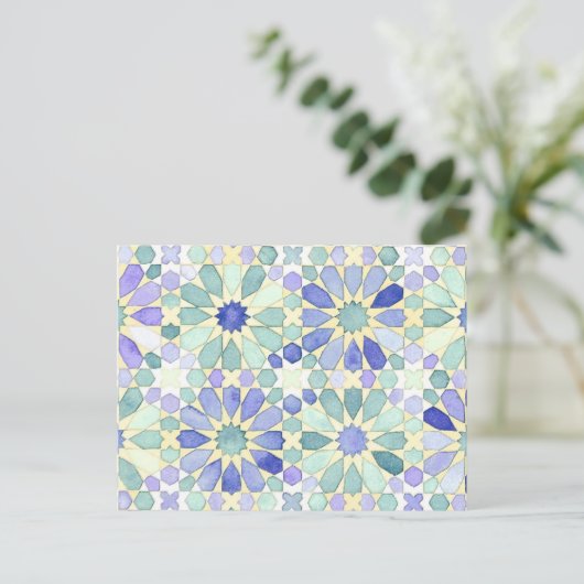「甘い静けさ」のイスラム教の幾何学の郵便はがき ポストカード (スタンド正面)