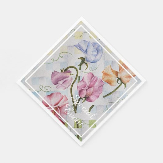 甘い香りの甘いエンドウ豆モノグラムパーティー スタンダードランチョンナプキン (角)