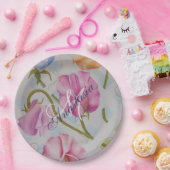 甘い香りの甘いエンドウ豆モノグラムパーティー ペーパープレート (パーティー)