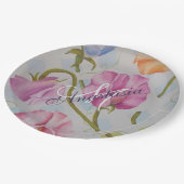 甘い香りの甘いエンドウ豆モノグラムパーティー ペーパープレート (アングル)